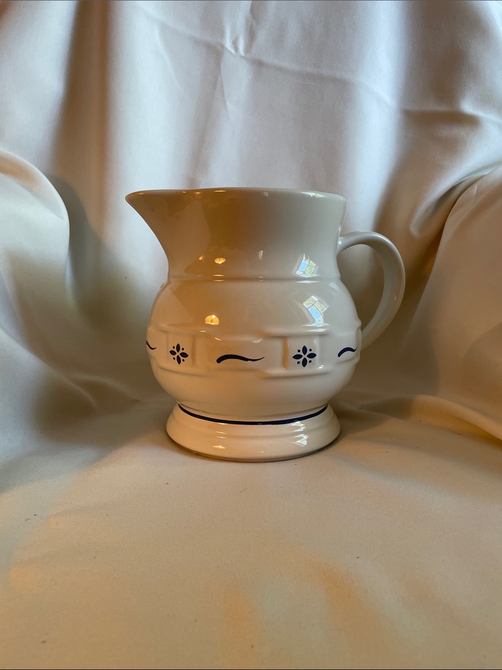 Longaberger milk pitcher blue accent